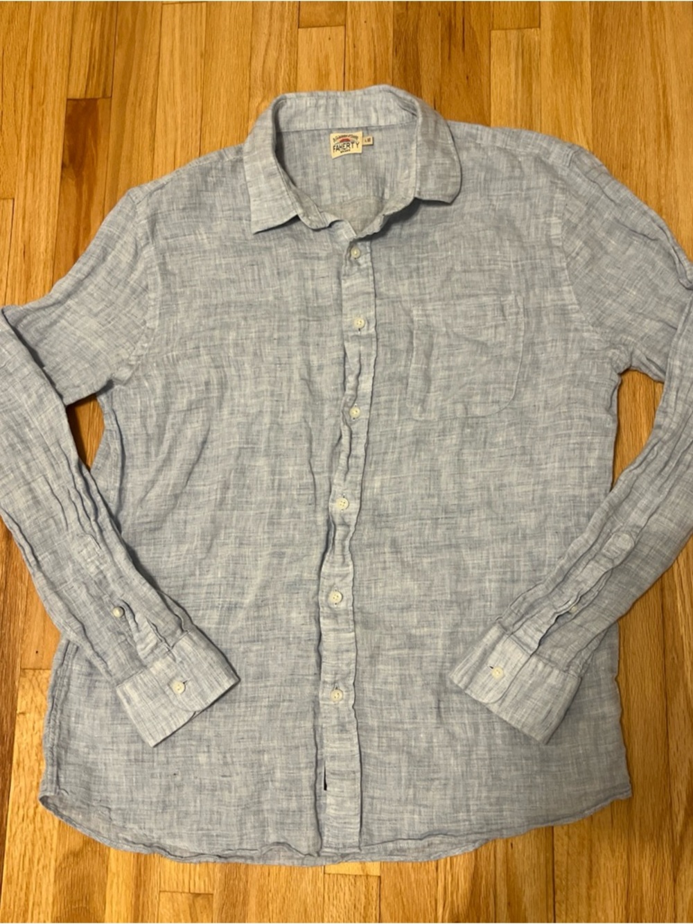 Faherty Shirt Mens Large 100% Linen Laguna Long Sleeve Button Up Preppy